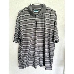 PGA Tour Airflux Men's Polo Gray/Black Stripes, Size XL
